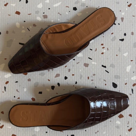 Staud Brown Croc Flat Mules Size 38 - Picture 6 of 8